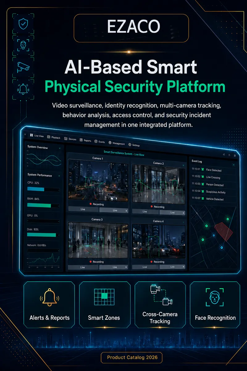 نمای معرفی نرم‌افزار SmartSurveillance AI و قابلیت‌های نظارت تصویری هوشمند